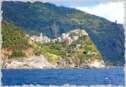Corniglia Cinque Terre Stock Illustration