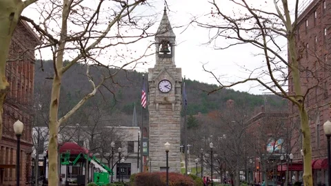 Corning New York Clock Tower Center Way Square Stock Footage 230644512
