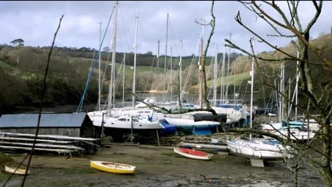 Cornish boat yard in 4k Stock Footage 148701768