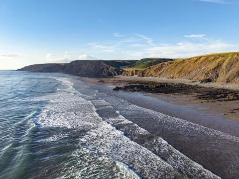 Cornish coastal view from the sea 스톡 사진