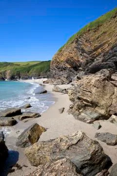 Cornish coastline in summer, cornwall Stock Photos