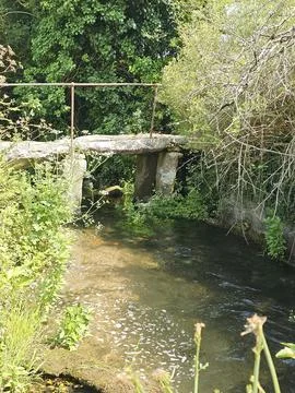 Cornish granite bridge over the stream at penponds camborne Stock Photos