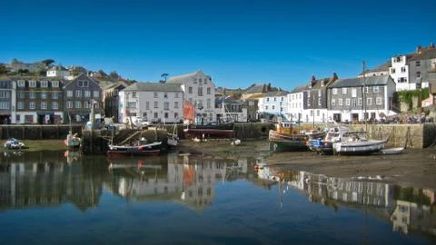 Cornish harbour at low tide Stock Photos