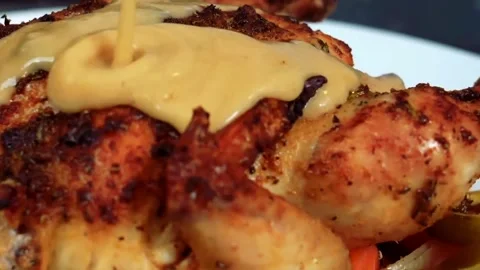 Cornish Hens - Roasted Cornish Hens, tender and golden-brown chicken Stock Footage 316544368