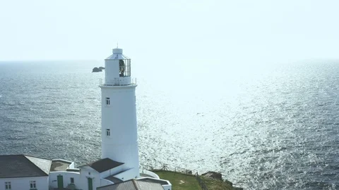 Cornish North Coast  Light House Stock Footage 112075564