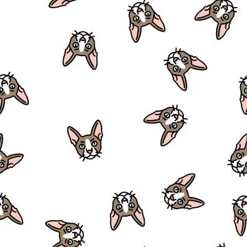 Cornish rex cat cute pet vector seamless pattern Stock Illustration