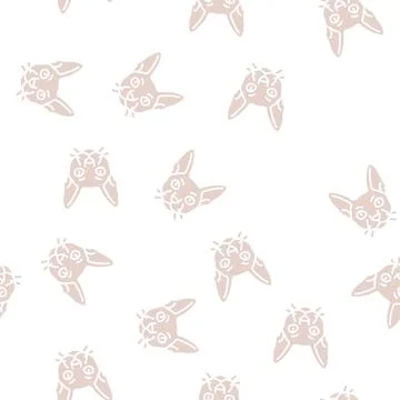 Cornish rex cat cute pet glyph seamless pattern Stock Illustration