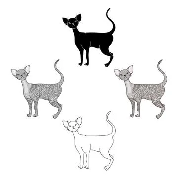 Cornish Rex icon in cartoon style isolated on white background. Cat breeds Illustrazione stock