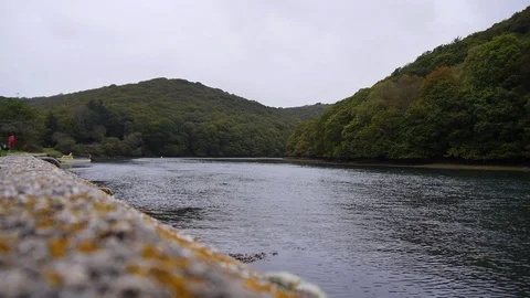 Cornish river just before it meets the sea Stock Footage 80639520