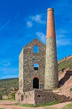 Cornish tin mine engine house Stock Photos
