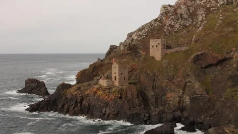 Cornish tin mines on cliff Stock Footage 277531516