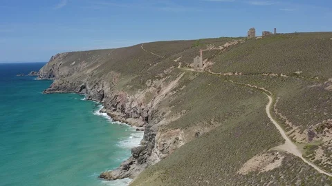 Cornish Tin Mines Near St Agnes Stock Footage 112073951