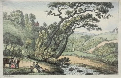 A Cornish View, 1810. Thomas Rowlandson (British, 1756-1827). Etching, hand.. Stock Photos