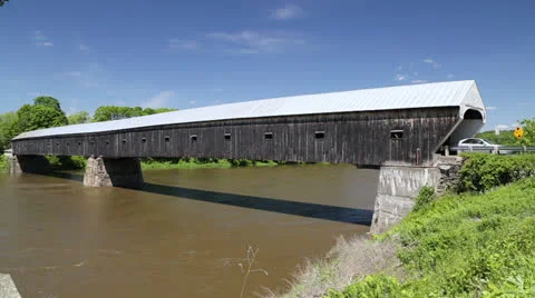 Cornish-Windsor Covered Bridge Stock Footage 24234768