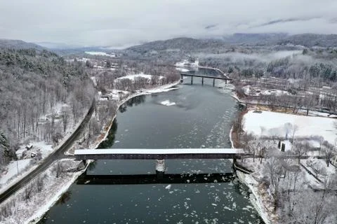 Cornish-Windsor Covered Bridge Stock Photos