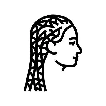 Cornrows hairstyle female line icon vector illustration Illustrazione stock