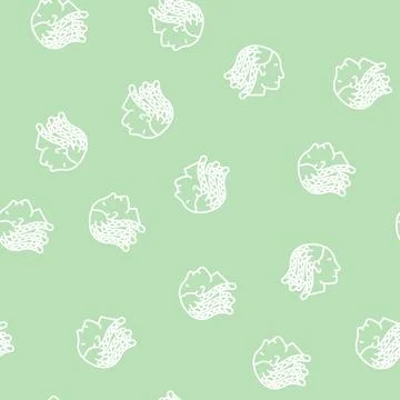 Cornrows hairstyle female line vector seamless pattern Illustrazione stock