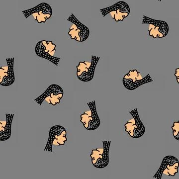 Cornrows hairstyle female vector seamless pattern Illustrazione stock