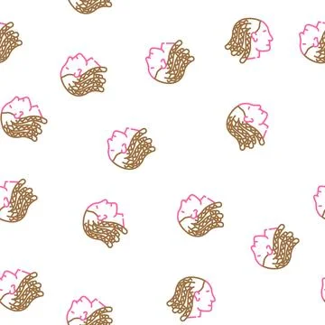 Cornrows hairstyle female vector seamless pattern Illustrazione stock