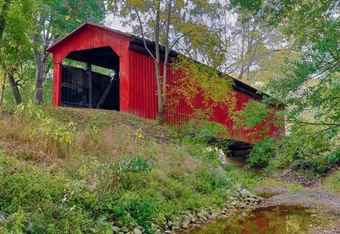 Cornstalk Covered Bridge Stock Photos