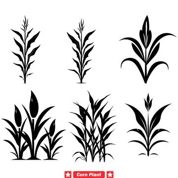 Cornstalk Serenity Tranquil Vector Silhouettes Perfect for Agricultural Pos.. Stock Illustration