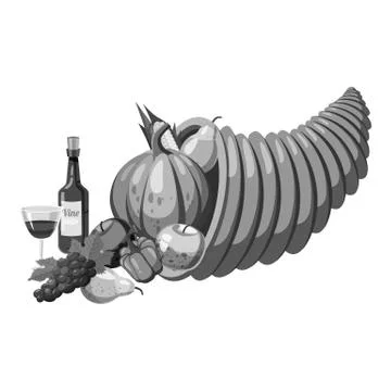 Cornucopia icon, gray monochrome style Stock Illustration