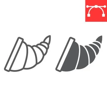 Cornucopia line and glyph icon, thanksgiving and basket, cornucopia sign vector Stockillustratie