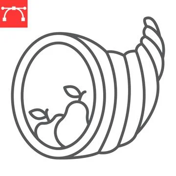 Cornucopia line icon Stock Illustration