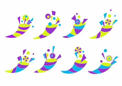 Cornucopia. A set of abstract elements vector icons Stock Illustration