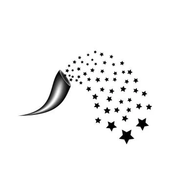 Cornucopia  shooting black star. Fireworks star random source stream.  Fallin Stock Illustration
