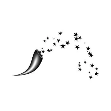 Cornucopia  shooting black star. Fireworks star random source stream.  Fallin Stock Illustration