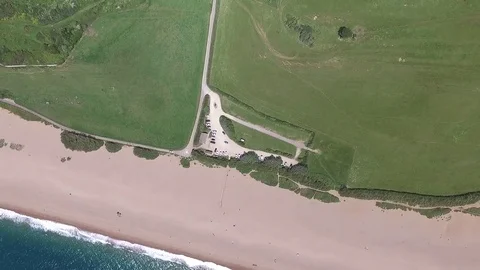 Cornwall Aerial Drone VW Camper Beach Spiral Stock Footage 82630335