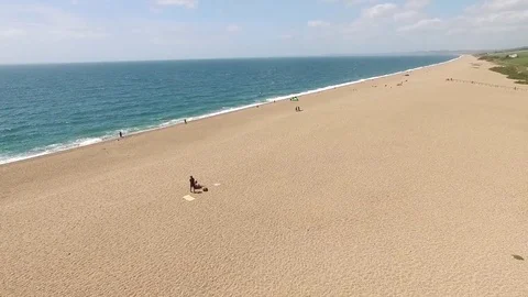 Cornwall Beach Aerial Drone Fly Over Stock Footage 82096579
