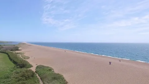 Cornwall Beach Aerial Drone Fly Over Stock Footage 82098646