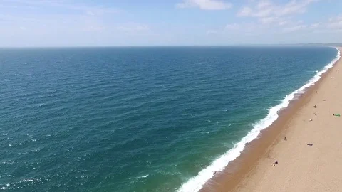 Cornwall Beach Aerial Drone Pan Stock Footage 82095215