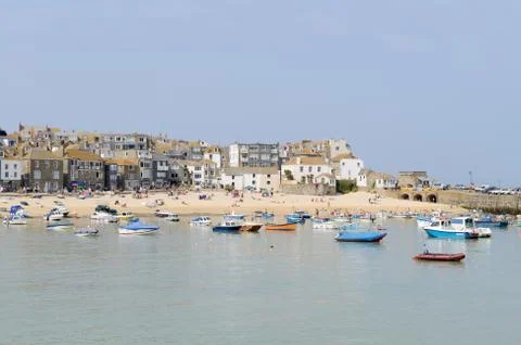 Cornwall beach and boats Stock Photos