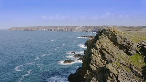Cornwall cliffs and coast Stock Footage 124312733