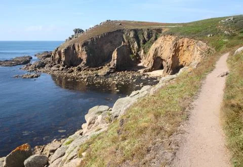 The cornwall coast path to lands end. Stock Photos