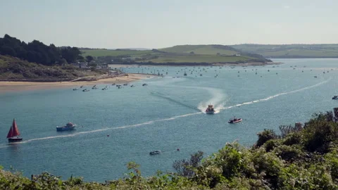 Cornwall England 18th September 2019 Pleasure craft on the Daymer Estuary Stock Footage 130892888