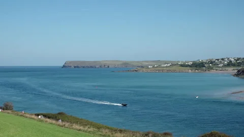 Cornwall England 18th September 2019 Pleasure craft entering the Daymer Estuary Stock Footage 130893054
