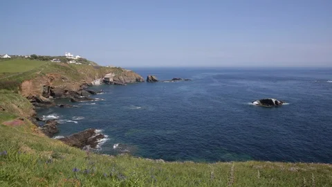 Cornwall, England, the cliffs at Lizzard Stock Footage 90428996
