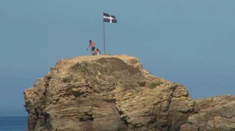 Cornwall Flag on Rock Stock Footage 8951656