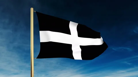 Cornwall flag slider style. Waving in the win with cloud background animation Video stock 48295811