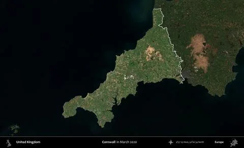 Cornwall highlighted, United Kingdom. Sentinel. March 2020 Stock Illustration