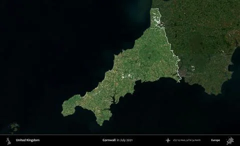 Cornwall highlighted, United Kingdom. Sentinel. July 2021 Stock Illustration