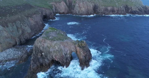 Cornwall, Lands End Rock Arch 4K Aerial View  Stock Footage 171293333