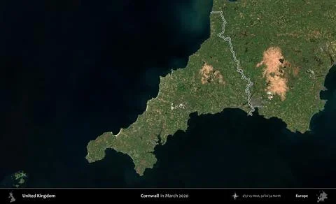 Cornwall outlined, United Kingdom. Sentinel. March 2020 Stock Illustration