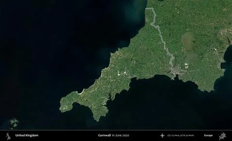 Cornwall outlined, United Kingdom. Sentinel. June 2020 Stock Illustration