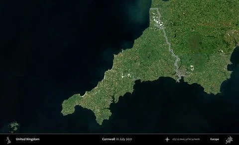 Cornwall outlined, United Kingdom. Sentinel. July 2021 Stock Illustration
