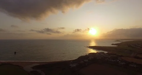 Cornwall seaside and view of countryside by drone Stock Footage 114881126